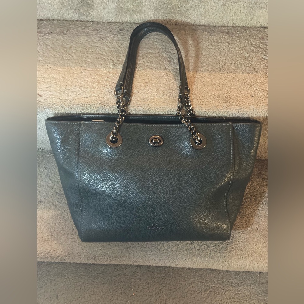 Coach Black Leather Tote Bag